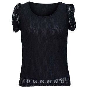 Short Sleeve Lace Blouse With Scoop Neckline